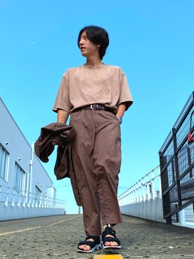 「UNIQLO（ユニクロ）のエアリズムコットンオーバーサイズTシャツ（5分袖）（Tシャツ/カットソー）」を使った、りょう(ちょっと間おやすみ中！！)さん（メンズ・170cm）の夏コーディネート