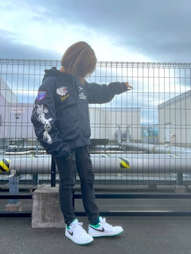 「ららぽーと富士見」｜「アイテム（MA-1）」を使った、Акаяiさん（レディース・155cm）の冬コーディネート