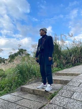 「ALLSAINTS（オールセインツ）のアイテム（ダウンジャケット/コート）」を使った、Nick KUさん（メンズ・175cm）の冬コーディネート