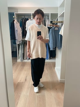 「stein（シュタイン）のアイテム（ベスト）」を使った、fumiさん（メンズ・176cm）の秋コーディネート