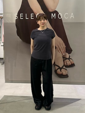 「select MOCA（セレクトモカ）のベーシックパイルTシャツ（Tシャツ/カットソー、グレー系）」を使った、ruriさん（レディース・148cm）の春コーディネート