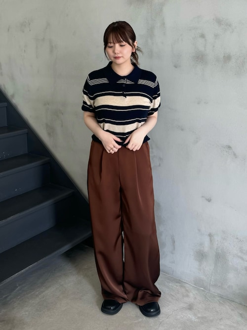 セール】ストレートイージーサテンタックパンツ【セットアップ対応