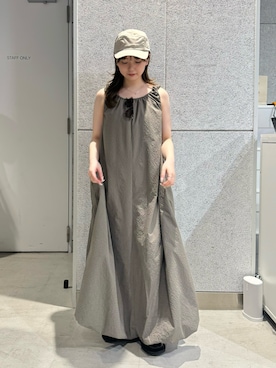 「select MOCA by son（セレクトモカバイソン）のサッカーチェックバルーンワンピース【by SON】（ワンピース、ベージュ系）」を使った、ruriさん（レディース・148cm）の春コーディネート