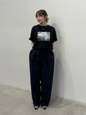 「select MOCA by son（セレクトモカバイソン）の【選べる】アソートプリントオーバーサイズTシャツ（Tシャツ/カットソー、ブラック系）」を使った、ruriさん（レディース・148cm）の春コーディネート