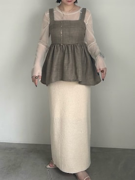 「select MOCA by son（セレクトモカバイソン）のアイテム（スカート）」を使った、ruriさん（レディース・148cm）の夏コーディネート