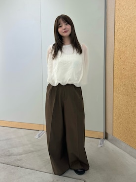 「select MOCA（セレクトモカ）のオーガンジーレイヤードトップス（シャツ/ブラウス、ホワイト系）」を使った、ruriさん（レディース・148cm）の春コーディネート