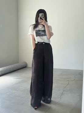 「select MOCA（セレクトモカ）のオリジナルフォトプリントTシャツ（Tシャツ/カットソー、ホワイト系）」を使った、ruriさん（レディース・148cm）の春コーディネート