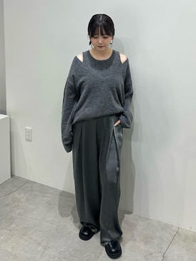 「アイテム（スラックス）」を使った、ruriさん（レディース・148cm）の冬コーディネート