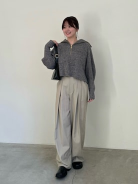 「ラメニット」｜「アイテム（スリッポン）」を使った、ruriさん（レディース・148cm）の秋コーディネート