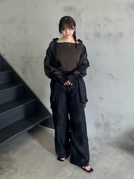 「select MOCA（セレクトモカ）のヘムギャザースクエアキャミソール（キャミソール、ブラウン系）」を使った、ruriさん（レディース・148cm）の春コーディネート