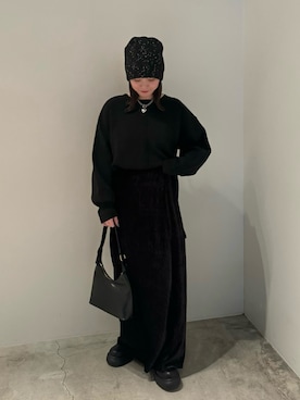 「アイテム（ニットキャップ/ビーニー）」を使った、ruriさん（レディース・148cm）の冬コーディネート