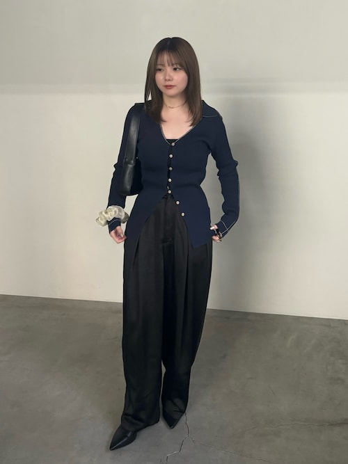 【Mc e】ネイビー ニットカーディガン カシミヤ混 UK40 ブラッシュニットBIGカーデ レディース 秋[品番：WG010088354]｜WEGO