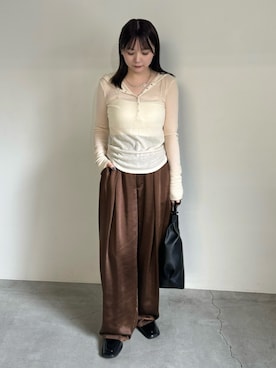 「アイテム（スラックス）」を使った、ruriさん（レディース・148cm）の夏コーディネート
