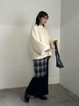 「select MOCA by son（セレクトモカバイソン）のアイテム（ニット/セーター）」を使った、ruriさん（レディース・148cm）の秋コーディネート