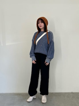 「アイテム（ニットキャップ/ビーニー）」を使った、ruriさん（レディース・148cm）の秋コーディネート