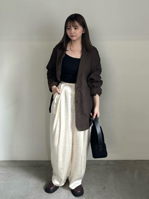 サテンディープタックワイドパンツ（スラックス）｜select MOCA