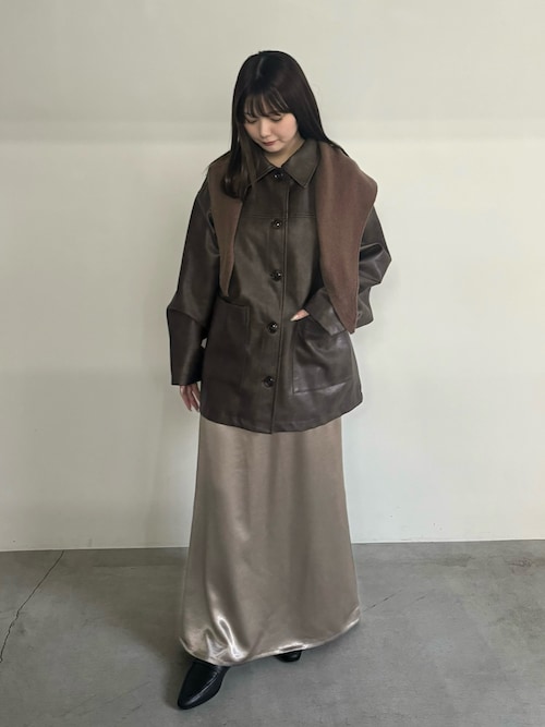 ステンカラーフェイクレザーブルゾン0 ブラックオンライン完売 N.Natural Beauty Basic（エヌ ナチュラルビューティーベーシック