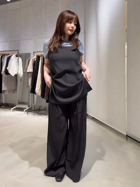「select MOCA（セレクトモカ）のサイドスリットチュニックキャミソール（キャミソール、ブラック系）」を使った、ruriさん（レディース・148cm）の春コーディネート