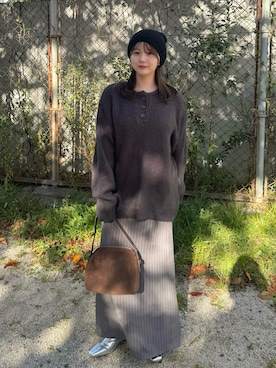 「アイテム（ニットキャップ/ビーニー）」を使った、ruriさん（レディース・148cm）の秋コーディネート