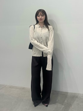 「select MOCA（セレクトモカ）の【接触冷感】ボタンデザインサマーニットカーディガン（カーディガン/ボレロ、ベージュ系）」を使った、ruriさん（レディース・148cm）の夏コーディネート