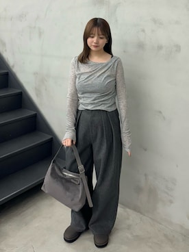 「select MOCA（セレクトモカ）のフェイクスエードワンショルダーバッグ（ショルダーバッグ）」を使った、ruriさん（レディース・148cm）の秋コーディネート