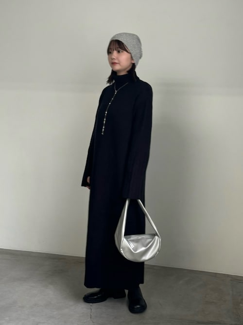 セール】【サイズ展開あり】フィンガータートルニットロングワンピース