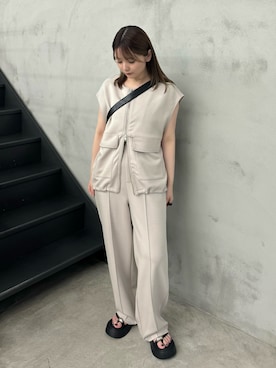 「select MOCA（セレクトモカ）のダンボールスウェットダブルジップベスト（ベスト）」を使った、ruriさん（レディース・148cm）の夏コーディネート