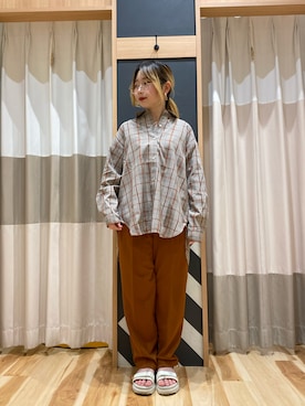 「Samansa Mos2 blue（サマンサモスモスブルー）のアイテム（パンツ、オレンジ系）」を使った、めいぷるさん（レディース・149cm）の夏コーディネート