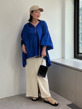 「GALLARDAGALANTE（ガリャルダガランテ）のローンチュニック（シャツ/ブラウス、ブルー系）」を使った、ggchikaさん（レディース・156cm）の春コーディネート