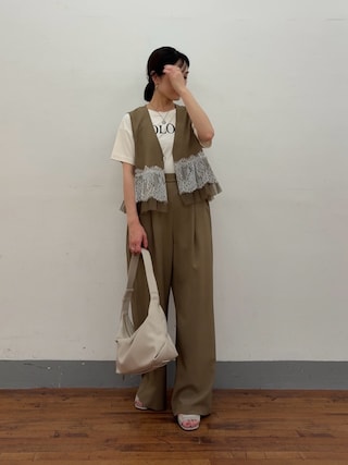 「Jena espace merveilleux（ジェナ　エスパスメルヴェイユ）の〈7/17インスタライブご紹介アイテム〉プリントカットソー（Tシャツ/カットソー）」を使った、maedaxxxrstoutさん（レディース・153cm）の夏コーディネート