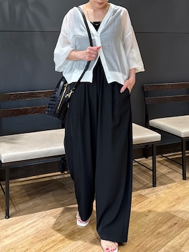 「アイテム（キャミソール、ブラック系）」を使った、maedaxxxrstoutさん（レディース・153cm）の春コーディネート