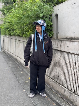 「OVERRIDE（オーバーライド）のアイテム（ハット）」を使った、ﾏﾘﾝさん（レディース・152cm）の秋コーディネート