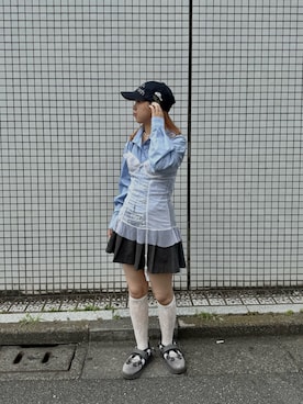 「150cm台コーデ」｜「アイテム（キャップ）」を使った、ﾏﾘﾝさん（レディース・152cm）の夏コーディネート
