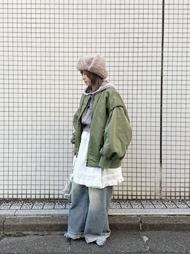 「アイテム（MA-1）」を使った、ﾏﾘﾝさん（レディース・152cm）の秋コーディネート