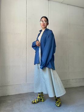 「サステナブル」｜「アイテム（スカート）」を使った、Azuna Yamatsuさん（レディース・157cm）の秋コーディネート