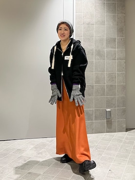 「アイテム（パーカー）」を使った、Azuna Yamatsuさん（レディース・158cm・30代）の冬コーディネート