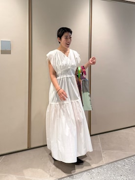「RODE SKO（ロデスコ）の『MADE IN JAPAN』1センチパナマリボンパンプス（高跟鞋、ブラック系）」を使った、Azuna Yamatsuさん（レディース・158cm）の夏コーディネート
