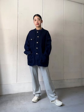 「アイテム（デニムジャケット）」を使った、Azuna Yamatsuさん（レディース・157cm）の夏コーディネート