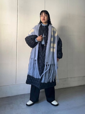 「ウールパンツ」｜Azuna Yamatsuさん（レディース・157cm）の冬コーディネート