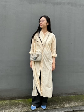 「russet（ラシット）の【モノグラム刺繍】コーデュラナイロン2WAYミニショルダーバッグ（ショルダーバッグ、グレー系）」を使った、chiiiisnさん（レディース・157cm）の夏コーディネート