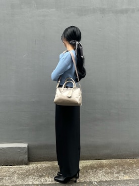「russet（ラシット）のクラウズナイロン2WAYミニボストンバッグ（ボストンバッグ、グレー系）」を使った、chiiiisnさん（レディース・157cm）の春コーディネート