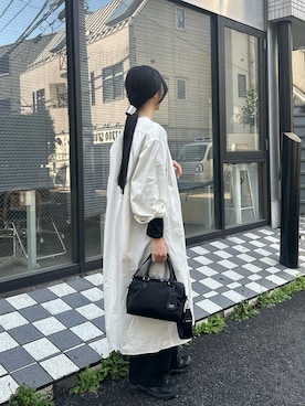 「russet（ラシット）のクラウズナイロン2WAYミニボストンバッグ（ボストンバッグ、ブラック系）」を使った、chiiiisnさん（レディース・157cm）の春コーディネート