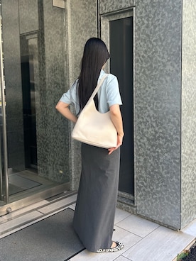 「russet（ラシット）のエニーショルダーバッグ（ショルダーバッグ、ホワイト系）」を使った、chiiiisnさん（レディース・157cm）の夏コーディネート
