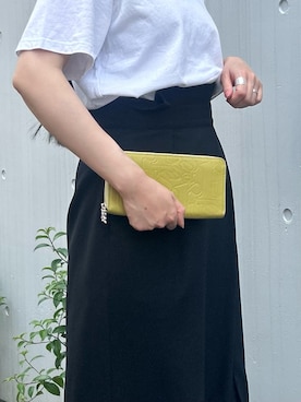 「russet（ラシット）の【Lively city】ロングウォレット（財布、グリーン系）」を使った、chiiiisnさん（レディース・157cm）の夏コーディネート