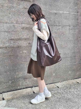 「大きめバッグ」｜ブルーブルーエさん（レディース・158cm）の秋コーディネート
