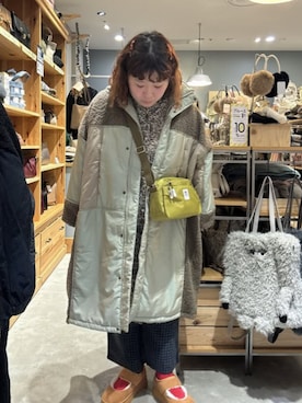 「アイテム（その他アウター、グレー系）」を使った、ブルーブルーエさん（レディース・160cm）の冬コーディネート