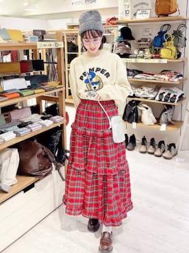 「アイテム（ニット/セーター、その他）」を使った、ブルーブルーエさん（レディース・162cm）の秋コーディネート