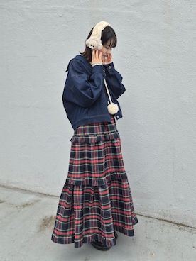 「アイテム（イヤーマフ）」を使った、ブルーブルーエさん（レディース・158cm）の秋コーディネート