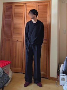 「usedのアイテム（ローファー、レッド系）」を使った、shunさん（メンズ・177cm）の春コーディネート