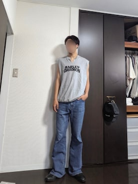 「Harley-Davidson（ハーレーダビッドソン）のアイテム」を使った、shunさん（メンズ・177cm）の春コーディネート